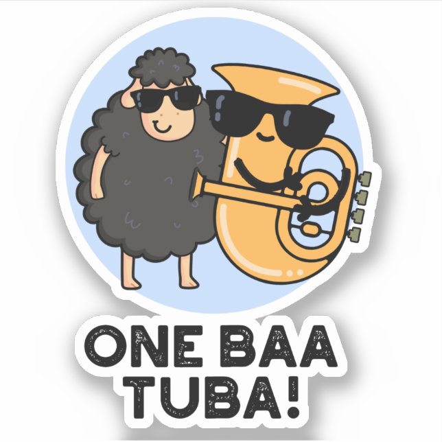 Sticker One Baa Tuba Funny Music Sheep Pun (Devant)
