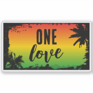 Sticker One Love Jamaican Rasta Tropical Peace