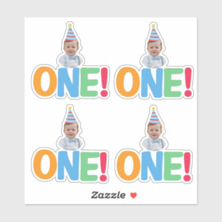 Sticker  One Photo birthday Cupcake Topper