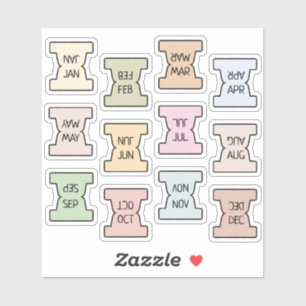 Sticker Onglet d'index mensuel mini pastel planificateur B