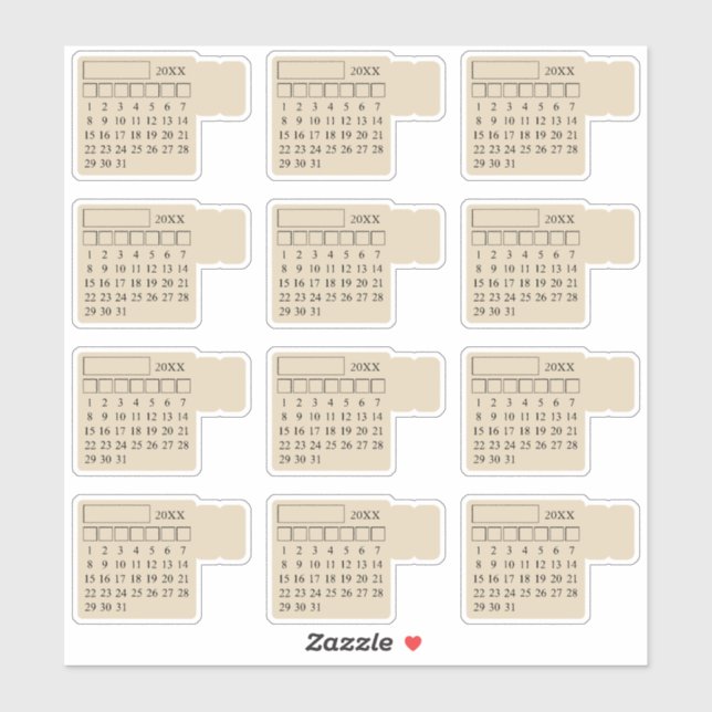 Sticker Onglets d'index auto-adhésifs Calendrier générique (Feuille)