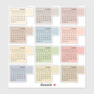 Sticker Onglets d'index pastel Calendrier mensuel génériqu