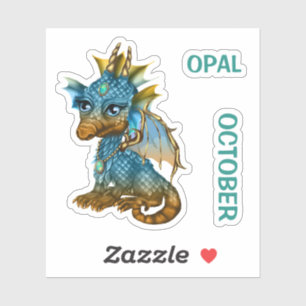 Sticker Opale d'octobre de dragon de bébé de pierre