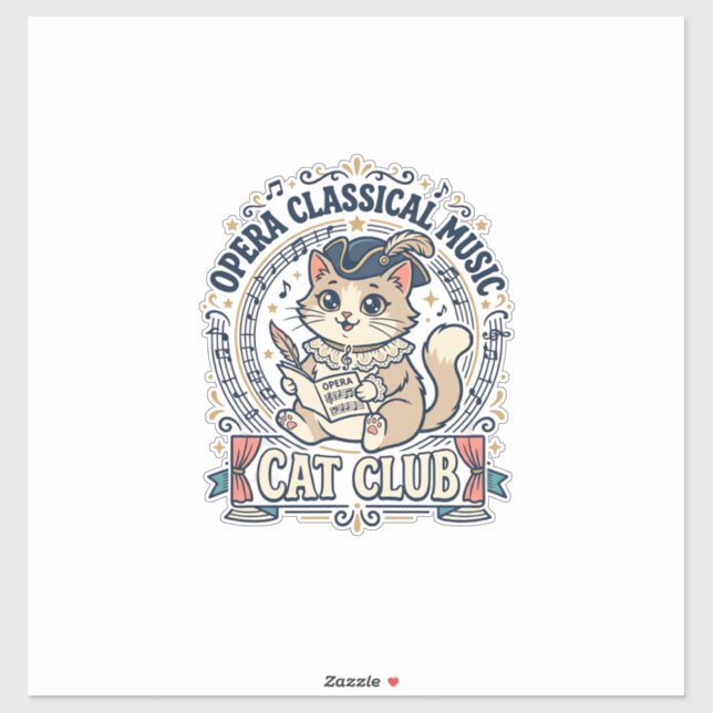 Sticker Opéra Musique Classique Chat Chat Mignon T-Shirt D (Feuille)