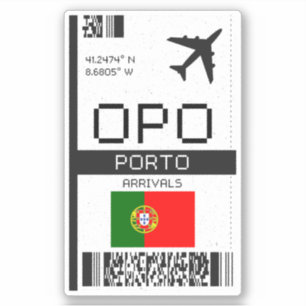 Sticker OPO Porto Boarding Pass - Portugal Travel
