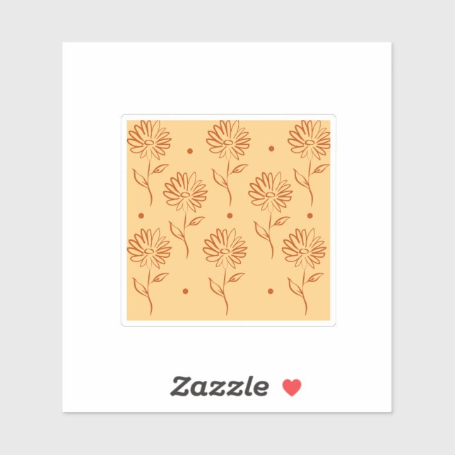 Sticker Orange Brown Flower Outline Pattern (Feuille)