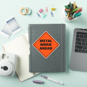 Sticker Orange diamant route attention signe métal travail