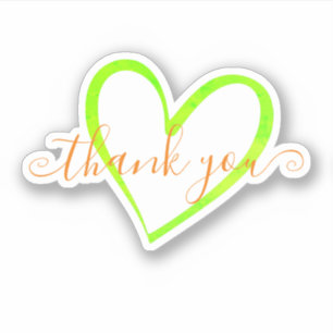 Sticker Orange Ombre Calligraphie Merci Nom Cœur