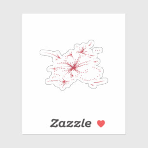 Sticker Orangé rouge, cyan et point magenta