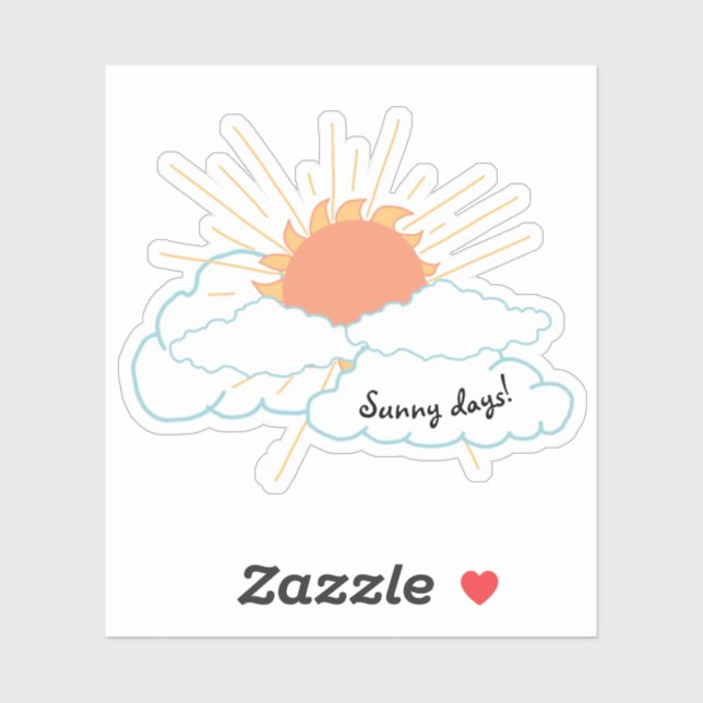 Sticker Orange Yellow Sun Shine Clouds (Feuille)
