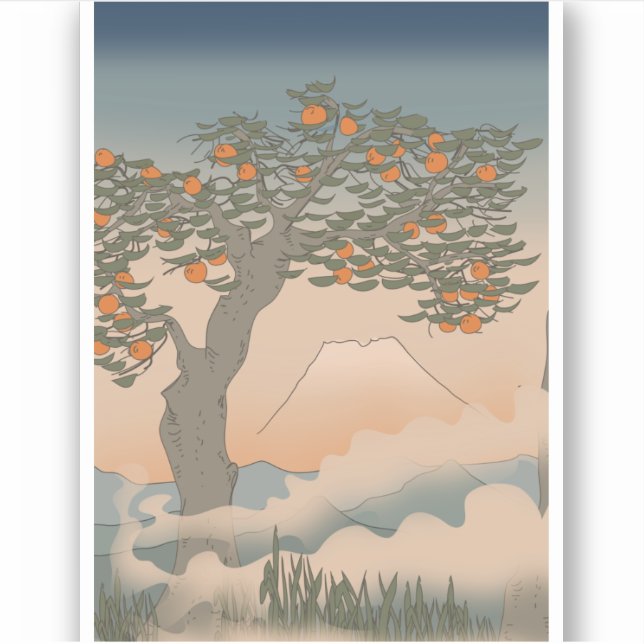 Sticker Oranger du Japon dans la brume (Devant)