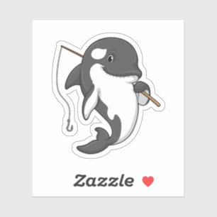 Sticker Orca comme Fisher avec une barre de pêche