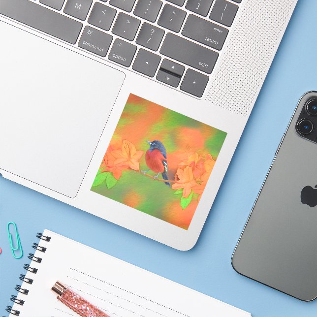 Sticker Orchard Oriole Songbird Peinture Oiseau original (Ordinateur portable avec iPhone)