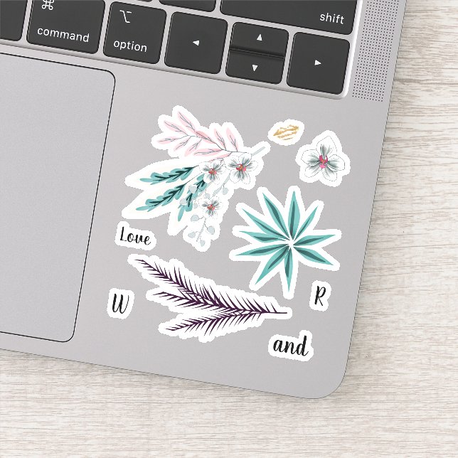 Sticker Orchidées, feuille, florale, feuille, lèvres, (Détail)