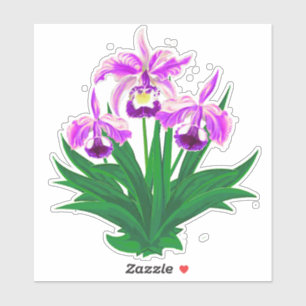 Sticker Orchidées sauvages - Orchidées violettes et feuill