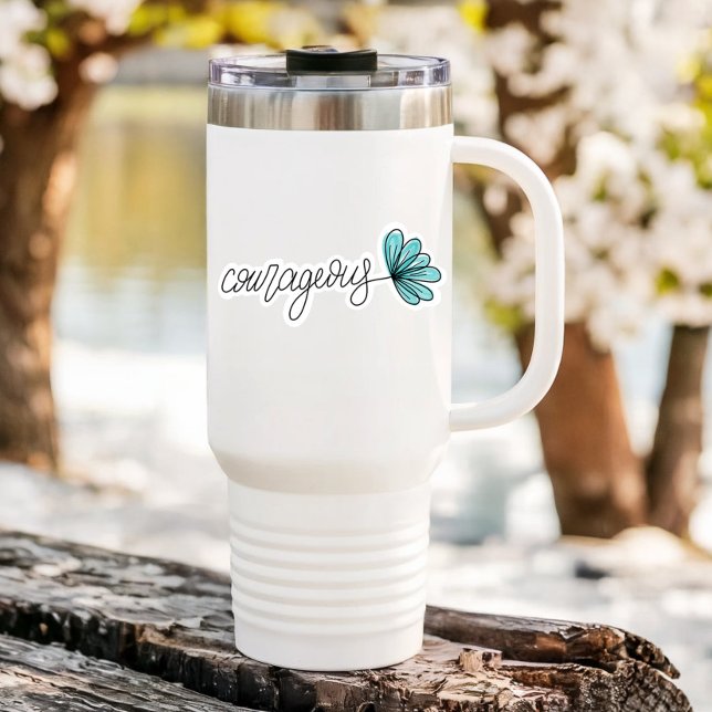 Sticker Ordinateur portable à fleurs Word courageux | Stic (Courageous Affirmation Vinyl Sticker PiggyPrint Stickers.)