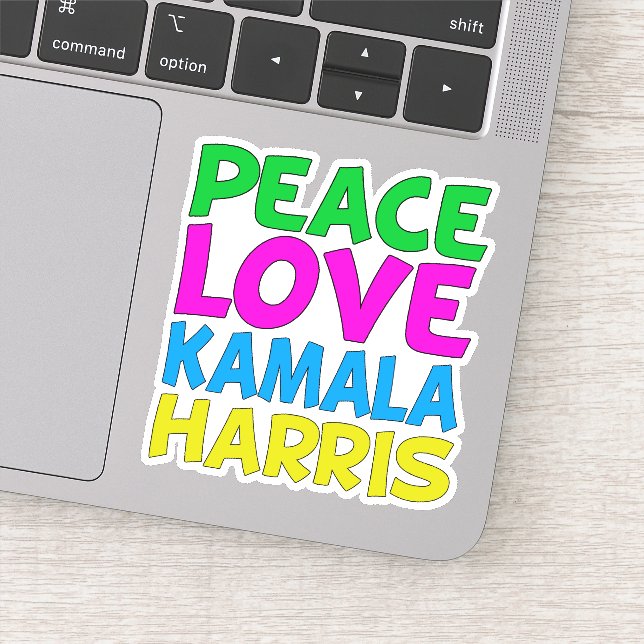 Sticker Ordinateur portable Peace Love Kamala Harris (Détail)
