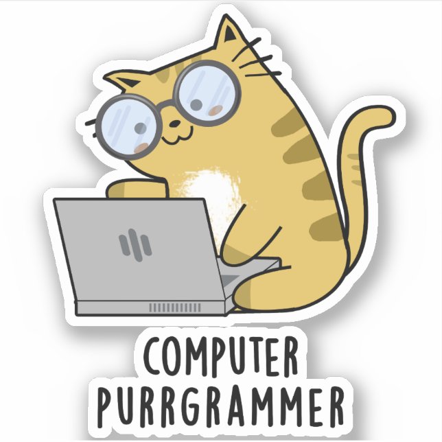 Sticker Ordinateur Purr-grammer Funny Cat Pun (Devant)