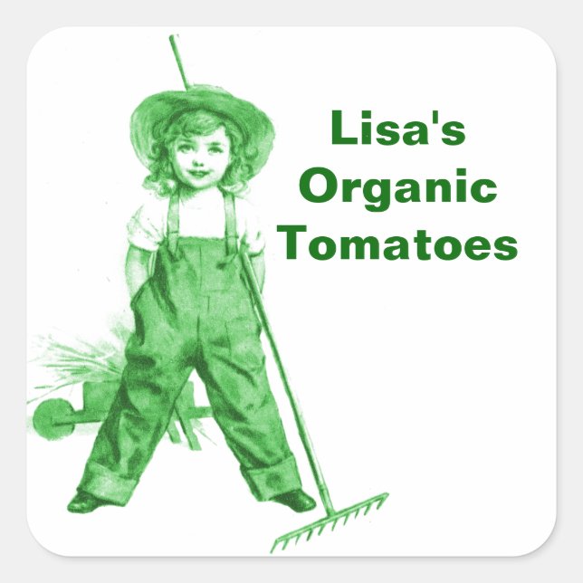 Sticker Organic Green Gardener Garden Farm Market (Devant)