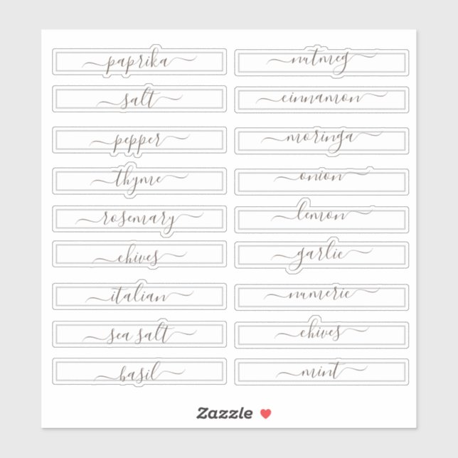 Sticker Organisation du placard à épices carré (Feuille)