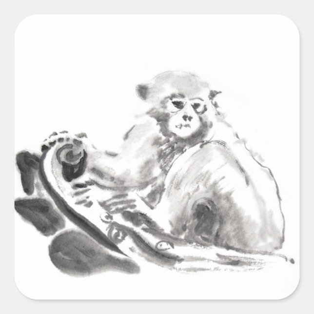 Sticker original de la peinture de linge de singe  (Devant)