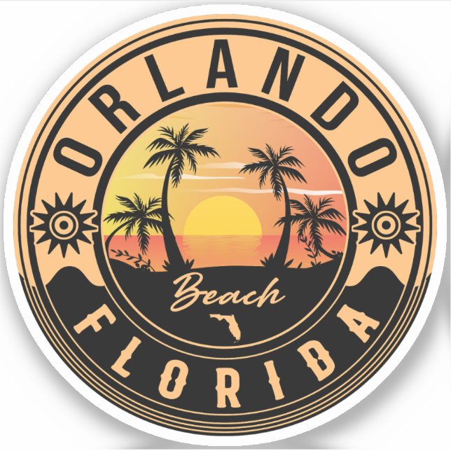 Sticker Orlando Florida tropical Retro Sunset Souvenirs (Devant)