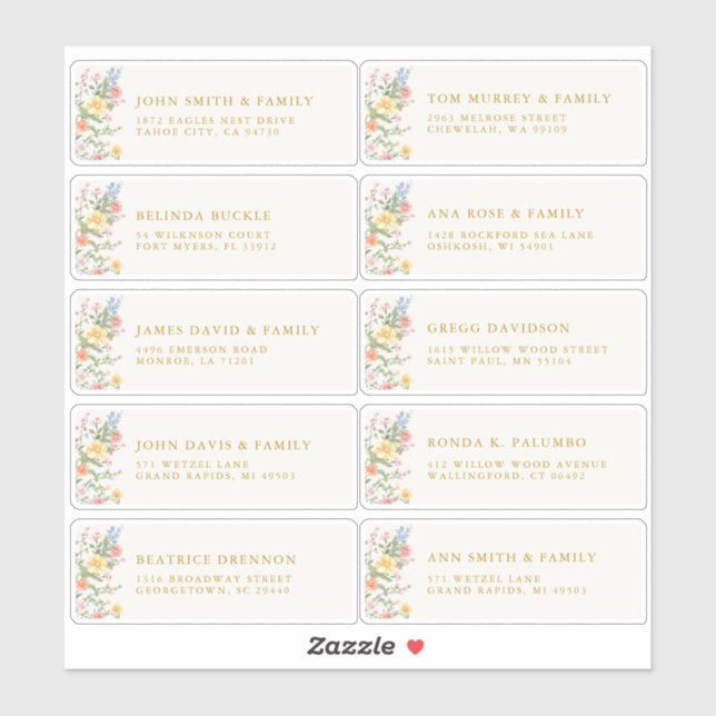 Sticker Orné de pastel doux Or de printemps Nom de l'invit (Feuille)
