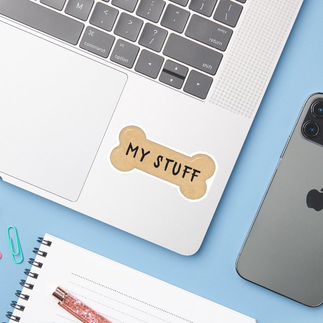 Sticker Os de lait marron avec texte (Ordinateur portable avec iPhone)