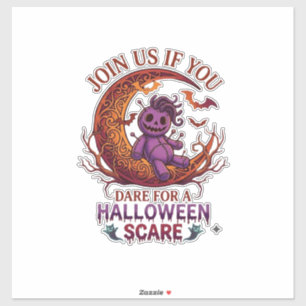 Sticker Osez Halloween Épouvante Violet Poupée Vaudou Croi