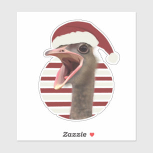 Sticker Ostrich de Noël joyeux avec chapeau de Père Noël