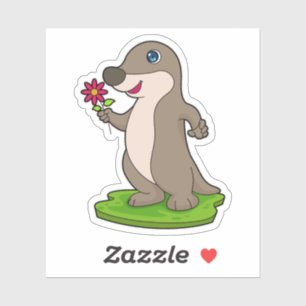 Sticker Otter à fleurs