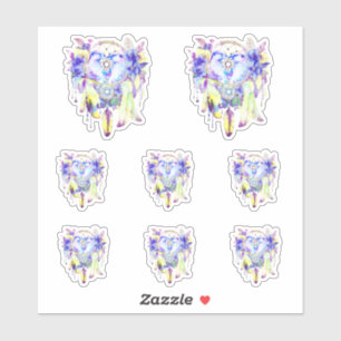 Sticker Otter Dreamcatcher Blue Jaune Floral