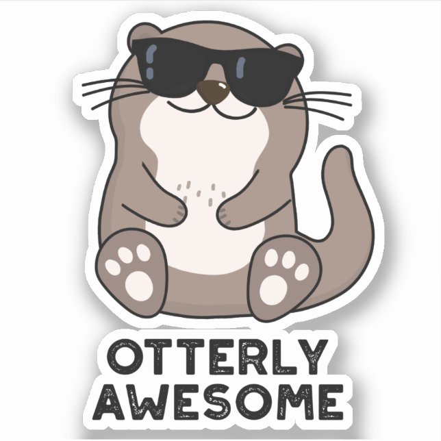 Sticker Otter Pun animal d'Otter d'un drôle d'aspect (Devant)