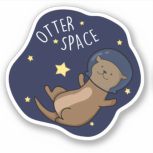 Sticker Otter Space Funny Astronaut Otter Pun