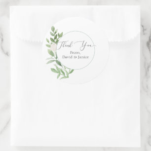 Sticker ou sceau en Merci rond fleuri