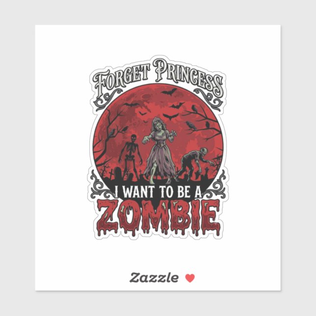 Sticker Oublier Princesse Zombie Lune de Sang Cimetière Ch (Feuille)