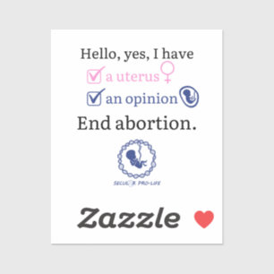 Sticker oui utérus, oui opinion