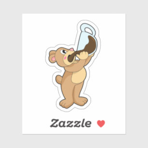 Sticker Ours avec café Coupe