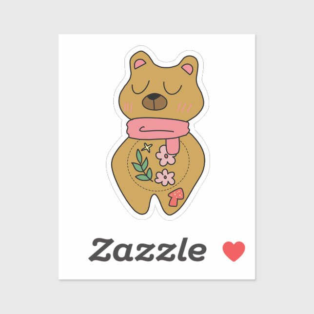 Sticker Ours Brun Arrogant Mignon Pour Ordinateur Portable (Feuille)
