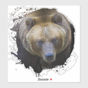Sticker Ours Brun Grizzly Animal Vie Sauvage Forêt Jungle