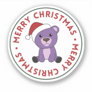 Sticker Ours colorés Joyeux Noël Animaux d'hiver Ours