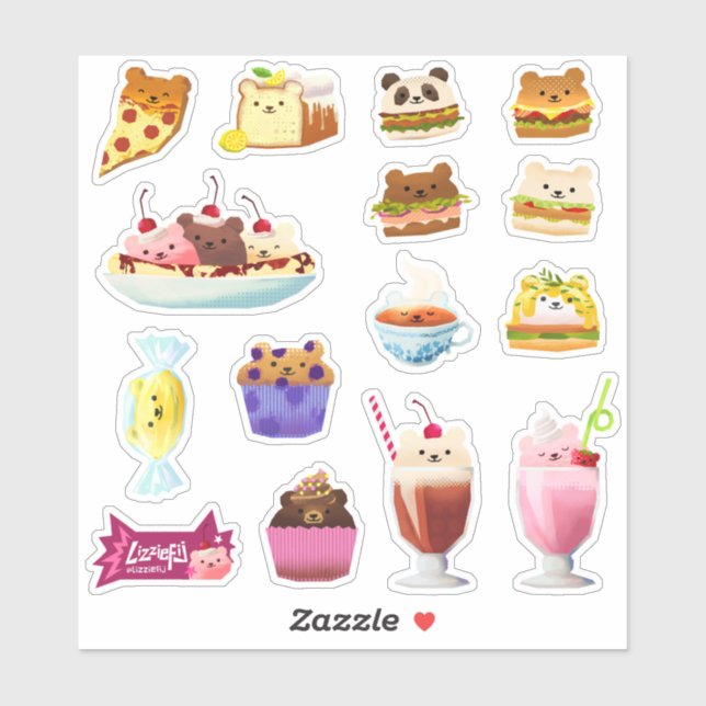 Sticker Ours de bois - petit jeu d'autocollants (Feuille)