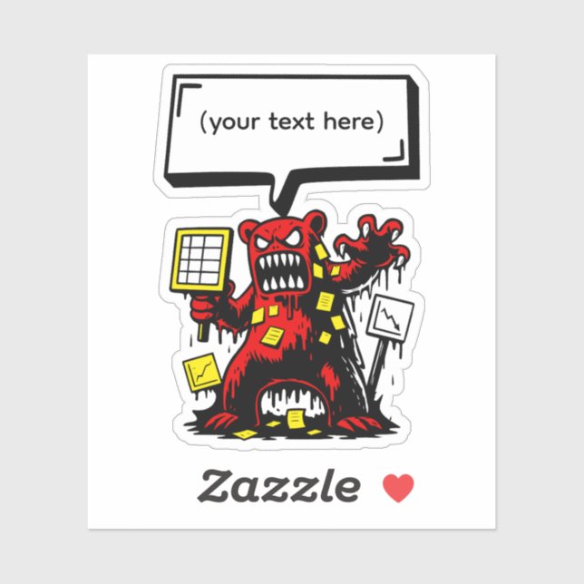 Sticker Ours de bureau en colère (Feuille)