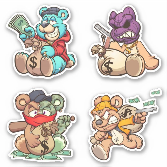 Sticker Ours de Peur - Voleurs (Devant)