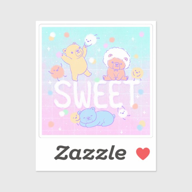 Sticker Ours doux avec monstres en luffy (Feuille)