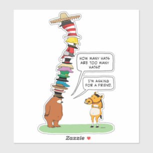 Sticker Ours drôle Portant beaucoup de Casquettes