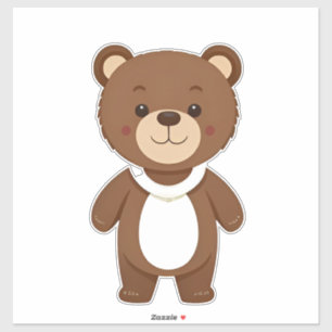 Sticker Ours en peluche marron mignon dessin animé