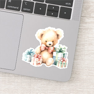 Sticker Ours en peluche mignonne avec cadeaux de Noël