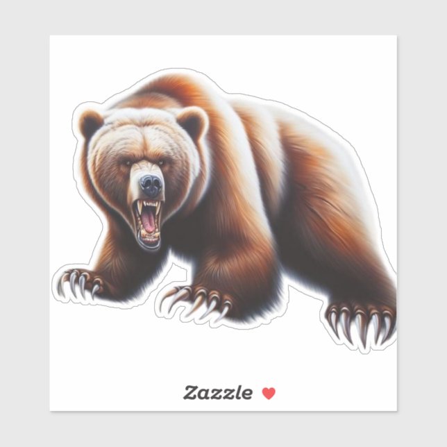 Sticker Ours grizzli en colère (Feuille)