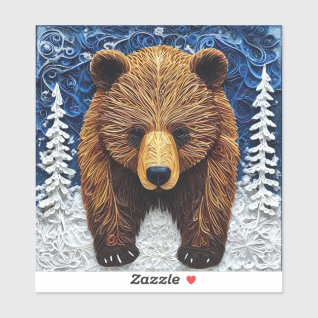 Sticker Ours grizzly (Feuille)